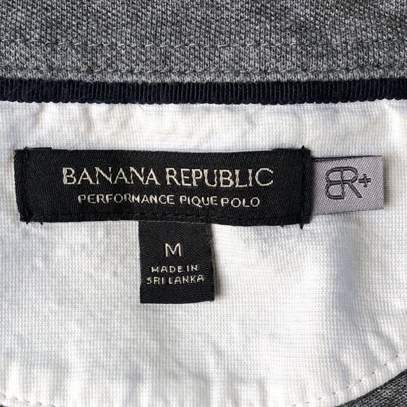 Banana Republic Mens Performance Pique Polo Shirt Pocket Gray Size Medium - Picture 3 of 14